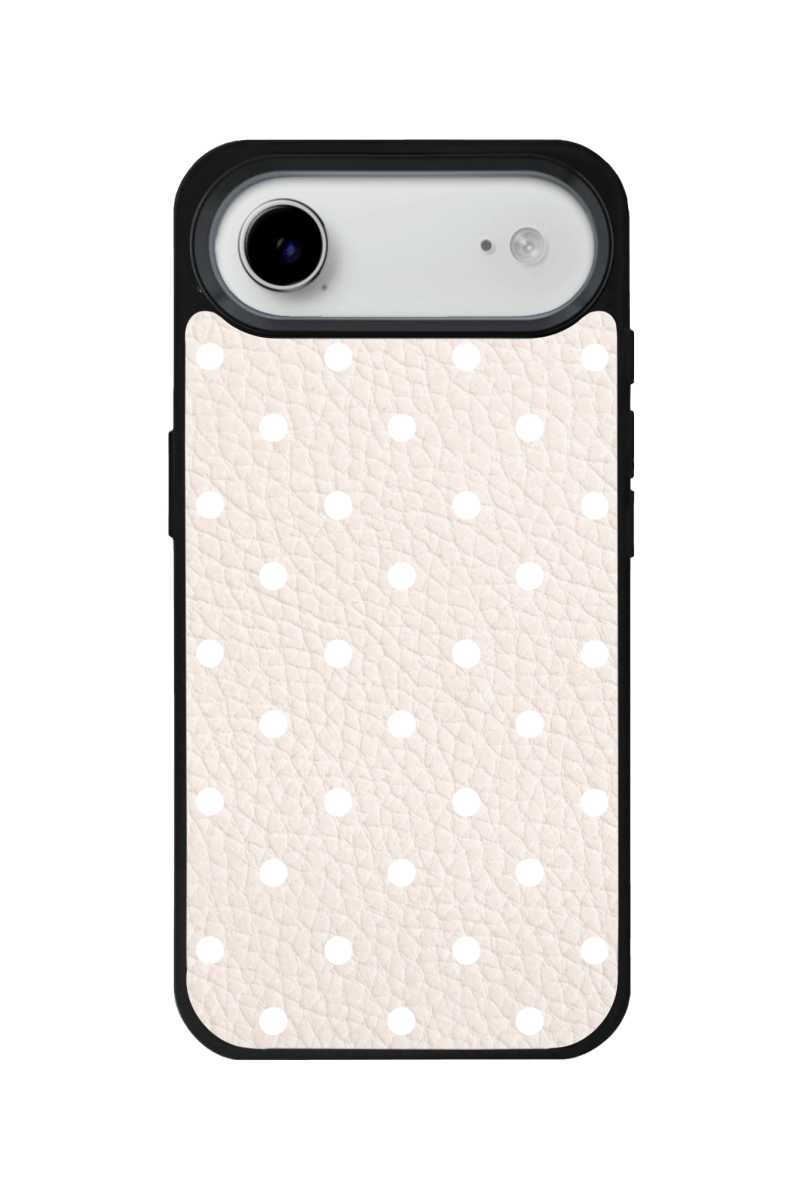 iPhone 17 Air Polka Dot Leather Deri Telefon Kılıfı Bej - SUMTHINCS