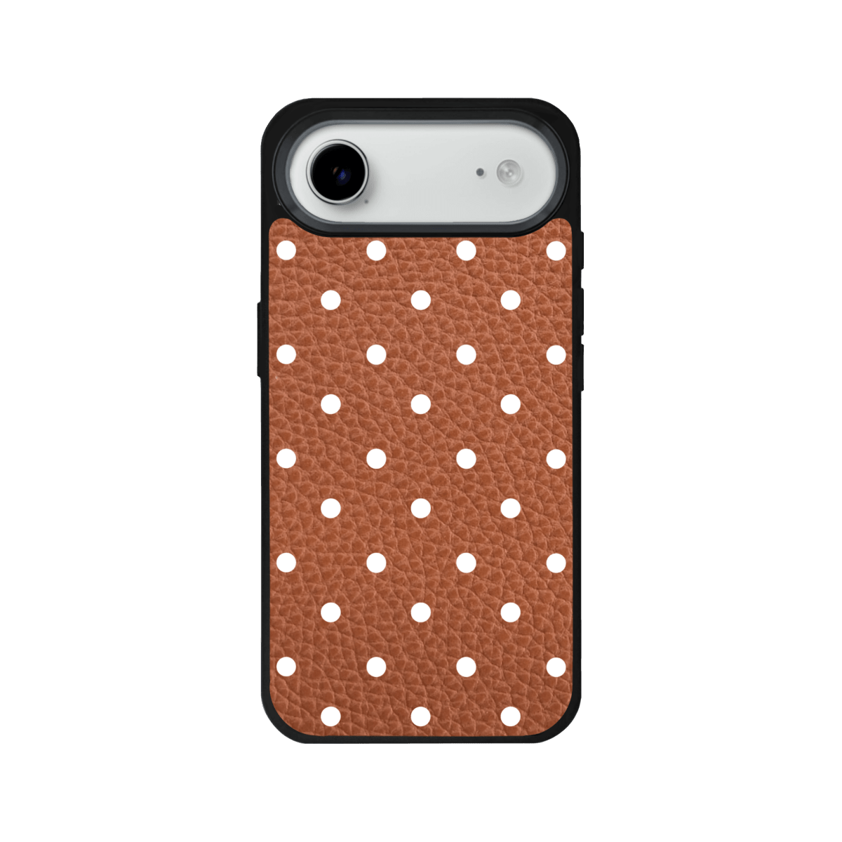 iPhone 17 Air Polka Dot Leather Deri Telefon Kılıfı Kahverengi - SUMTHINCS