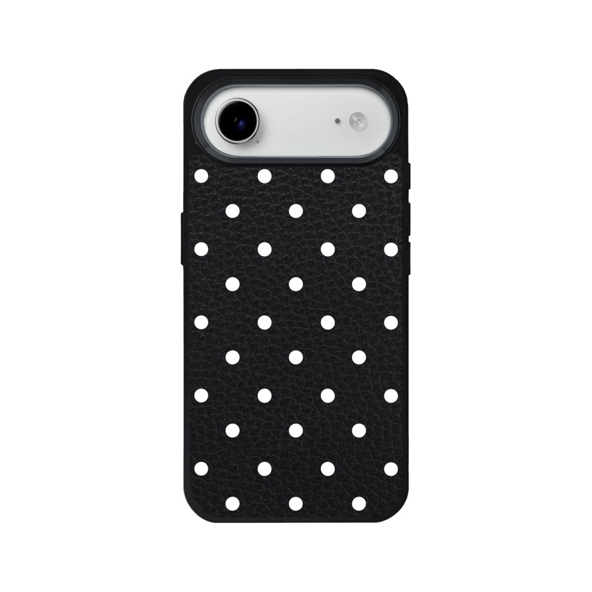 iPhone 17 Air Polka Dot Leather Deri Telefon Kılıfı Siyah - SUMTHINCS