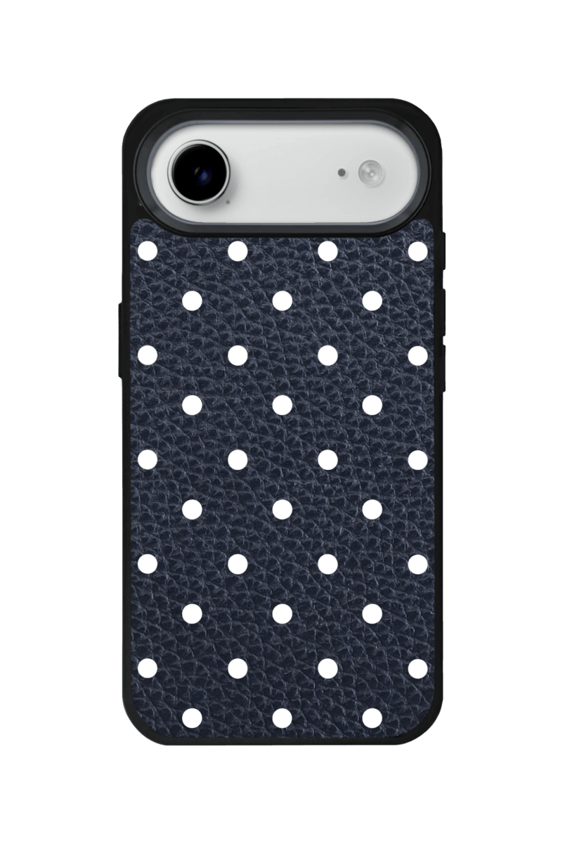 iPhone 17 Air Polka Dot Leather Deri Telefon Kılıfı Pasifik Mavi - SUMTHINCS