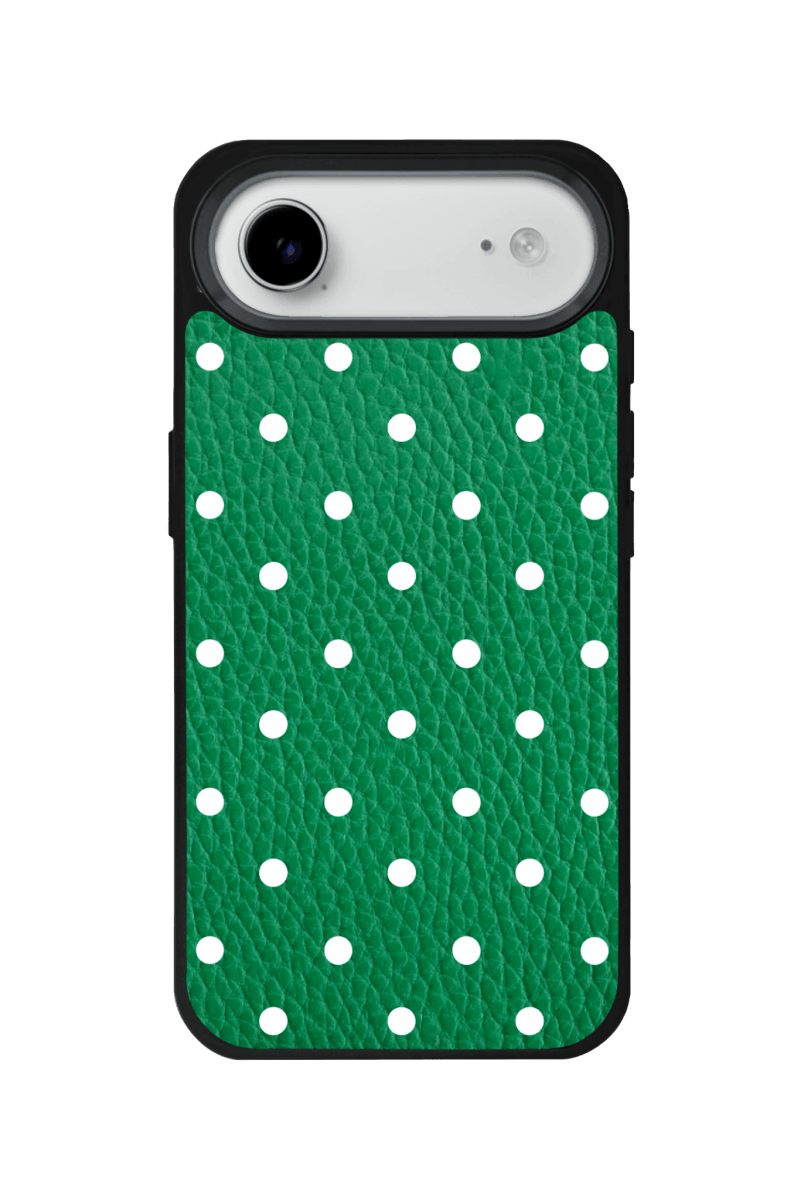 iPhone 17 Air Polka Dot Leather Deri Telefon Kılıfı Yeşil - SUMTHINCS