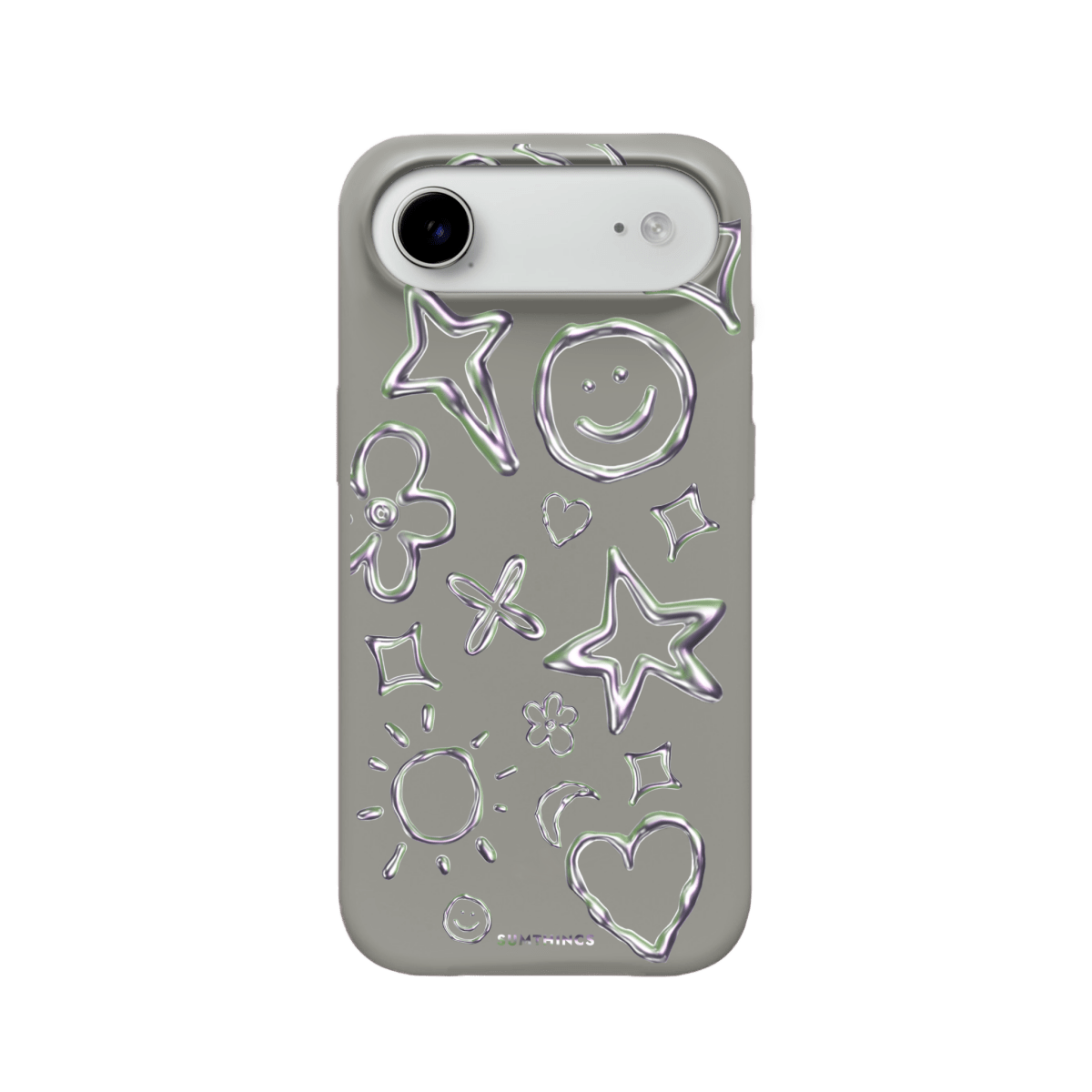 iPhone 17 Air Silver Doodles Premium Telefon Kılıfı Gri - SUMTHINCS