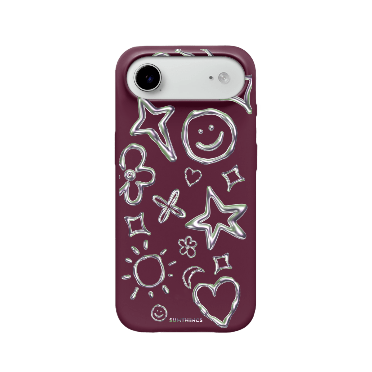 iPhone 17 Air Silver Doodles Premium Telefon Kılıfı Bordo - SUMTHINCS