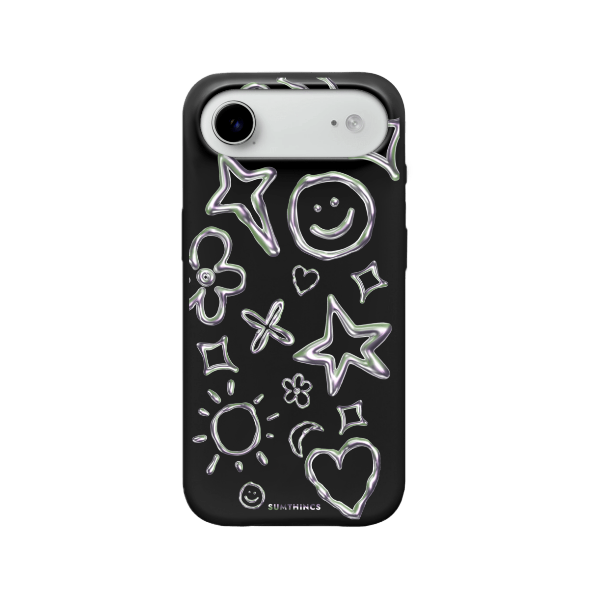 iPhone 17 Air Silver Doodles Premium Telefon Kılıfı Siyah - SUMTHINCS