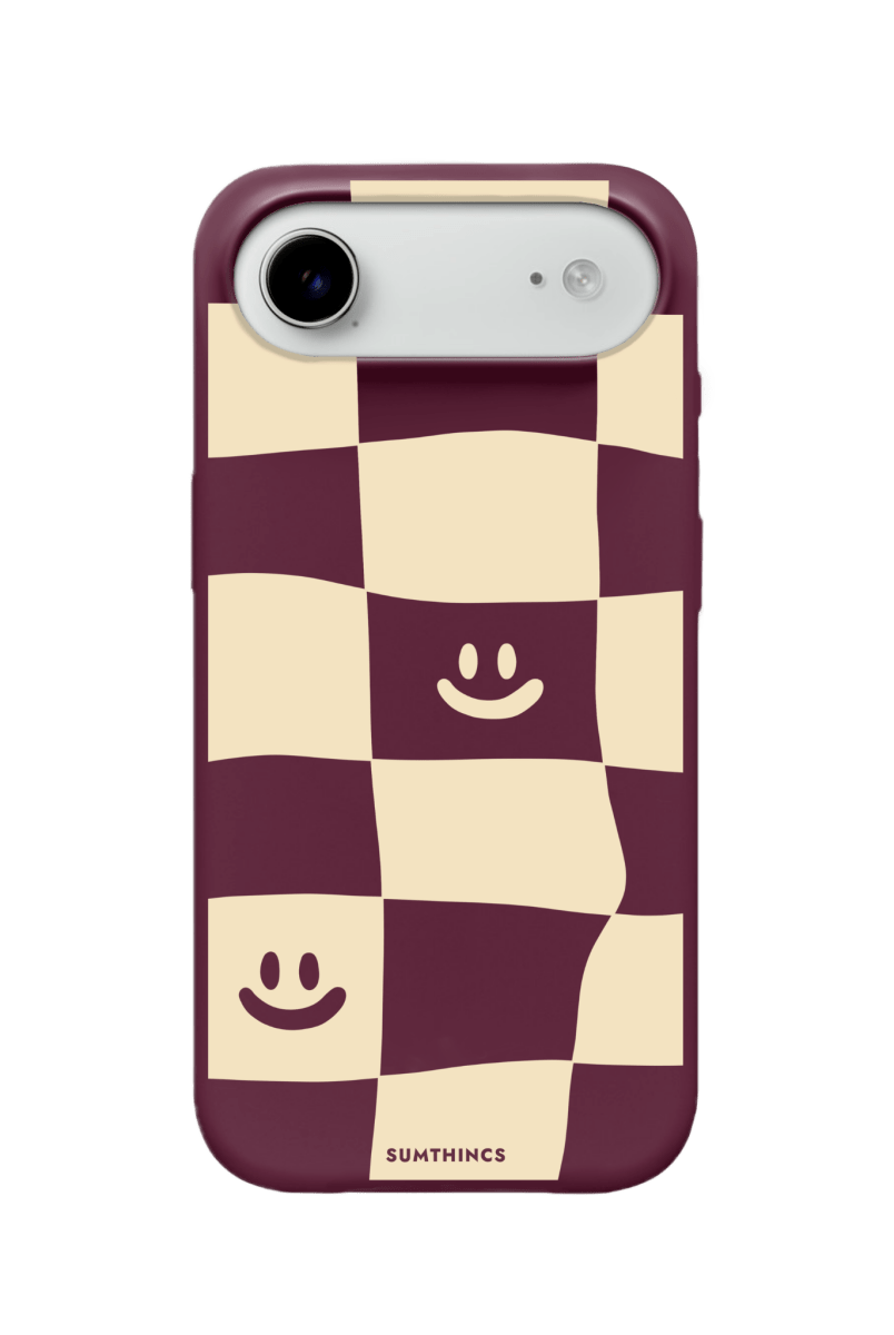 iPhone 17 Air Smiling Check Premium Telefon Kılıfı Bordo - SUMTHINCS