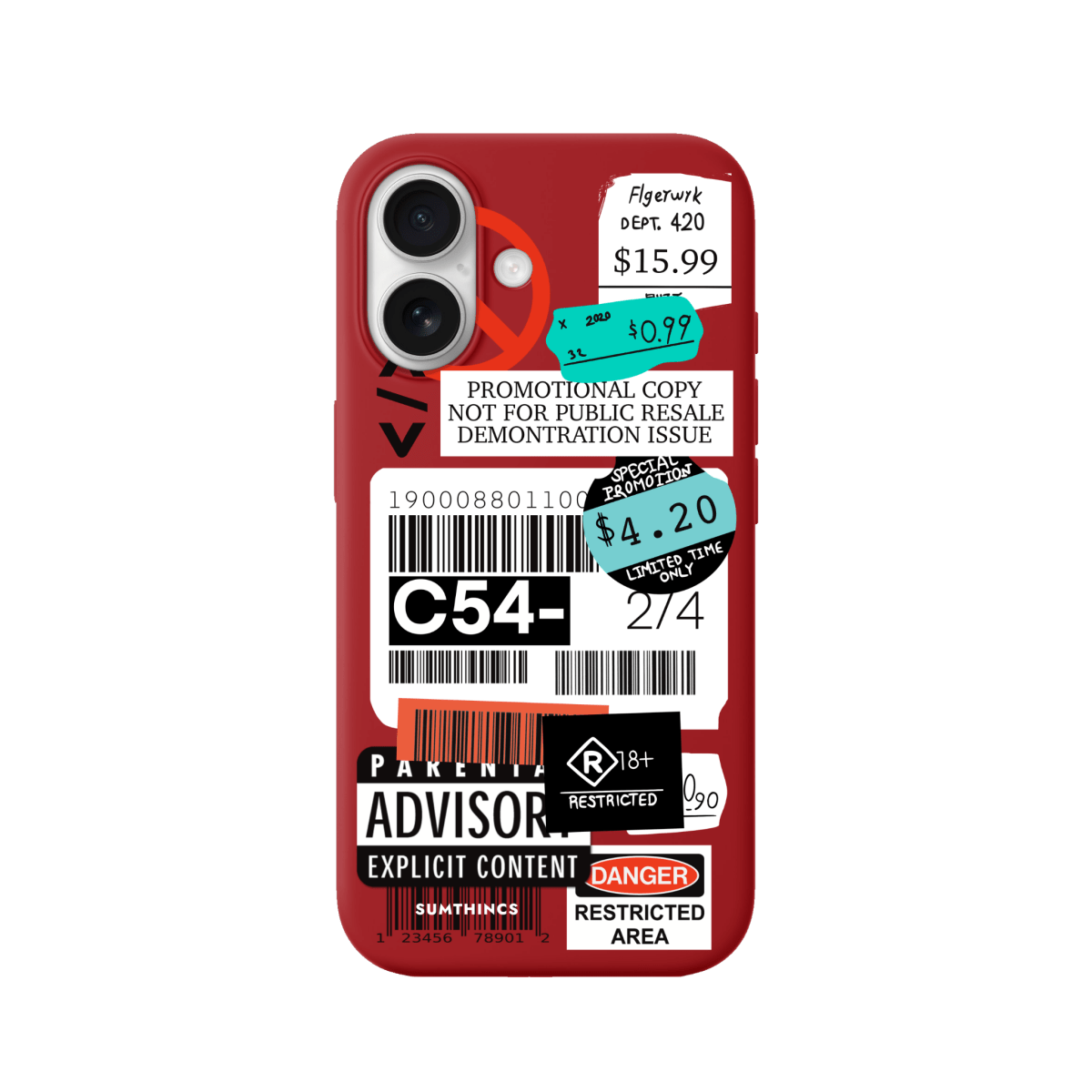 iPhone 17 Barcode C54 Premium Telefon Kılıfı Kırmızı - SUMTHINCS