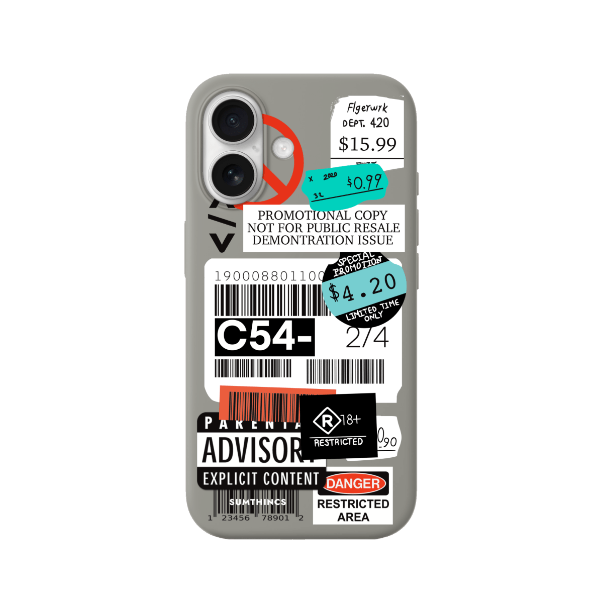 iPhone 17 Barcode C54 Premium Telefon Kılıfı Gri - SUMTHINCS