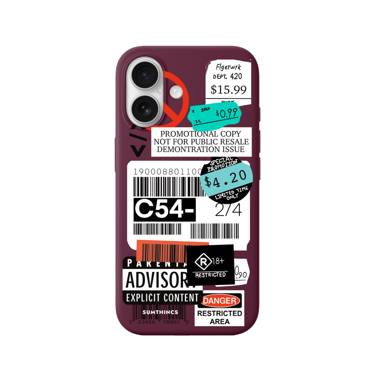 iPhone 17 Barcode C54 Premium Telefon Kılıfı Bordo - SUMTHINCS