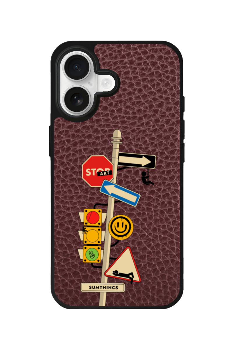 iPhone 17 Crossroad Leather Vegan Deri Telefon Kılıfı Bordo - SUMTHINCS