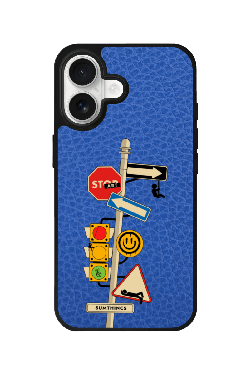 iPhone 17 Crossroad Leather Vegan Deri Telefon Kılıfı Mavi - SUMTHINCS