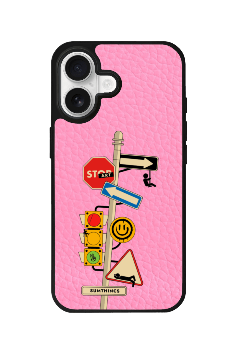 iPhone 17 Crossroad Leather Vegan Deri Telefon Kılıfı Pembe - SUMTHINCS