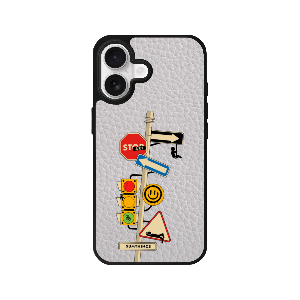 iPhone 17 Crossroad Leather Vegan Deri Telefon Kılıfı Gri - SUMTHINCS