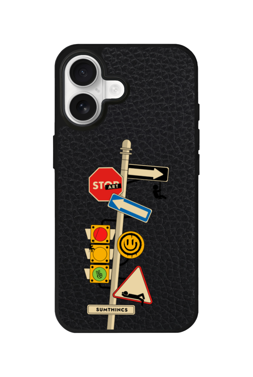 iPhone 17 Crossroad Leather Vegan Deri Telefon Kılıfı Siyah - SUMTHINCS
