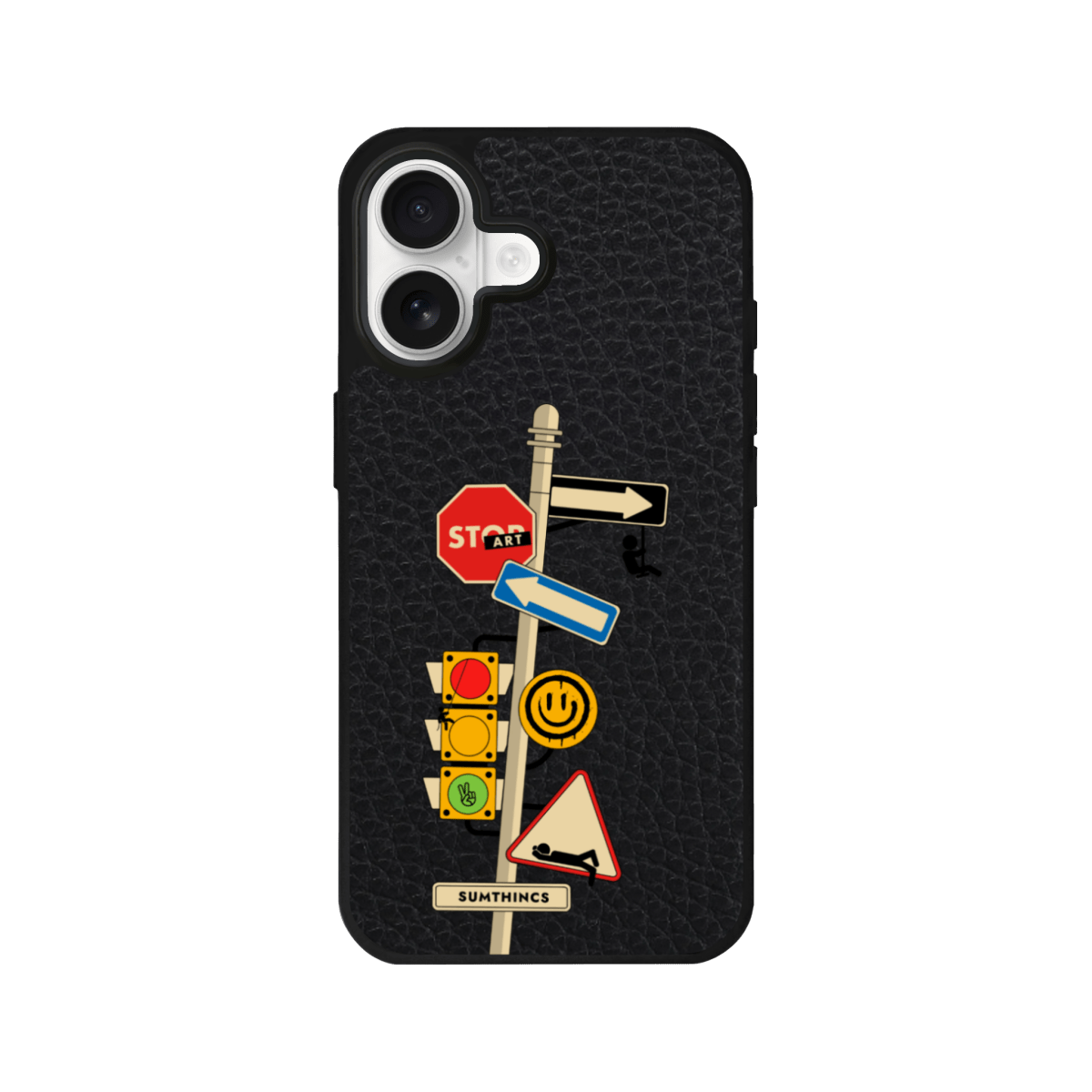 iPhone 17 Crossroad Leather Vegan Deri Telefon Kılıfı Siyah - SUMTHINCS