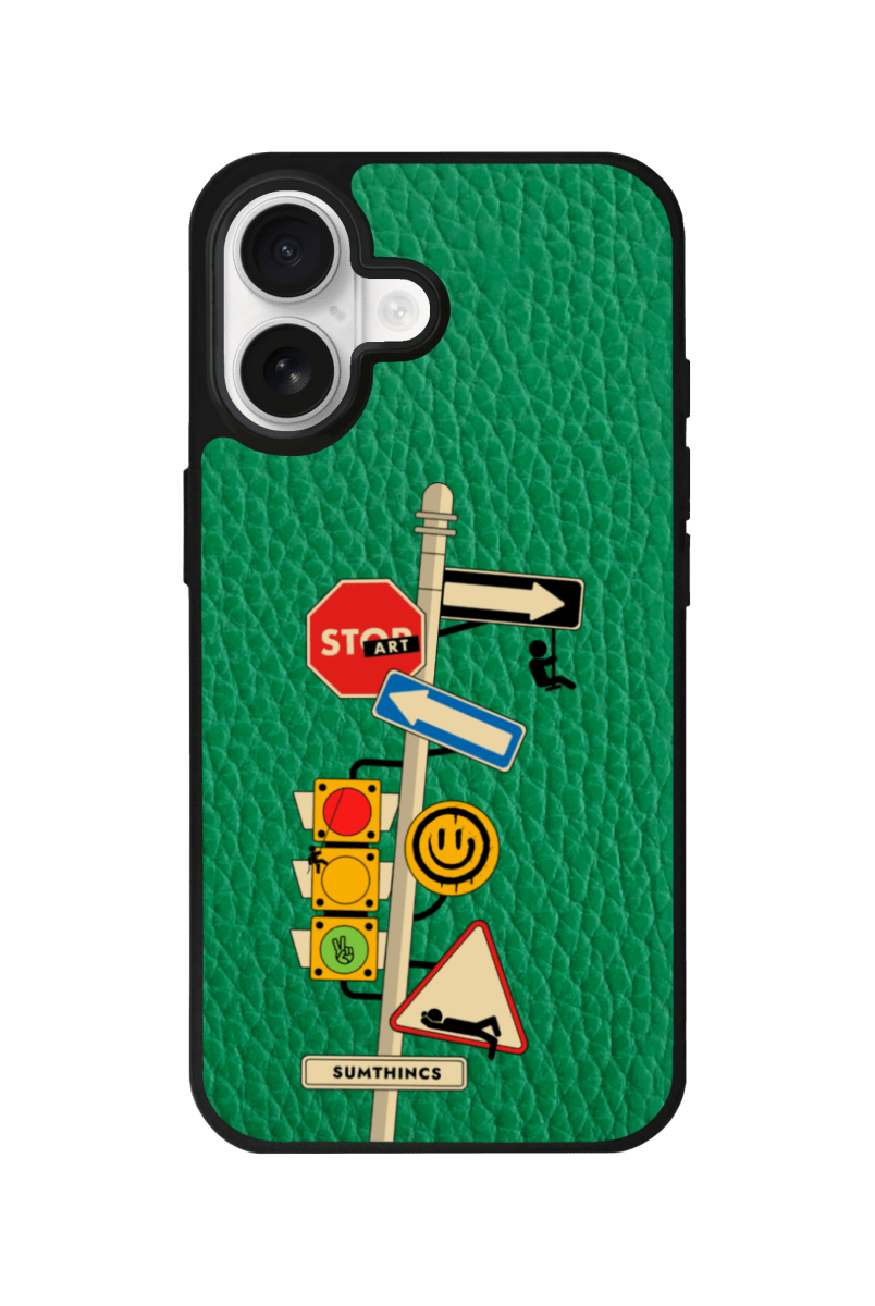 iPhone 17 Crossroad Leather Vegan Deri Telefon Kılıfı Yeşil - SUMTHINCS