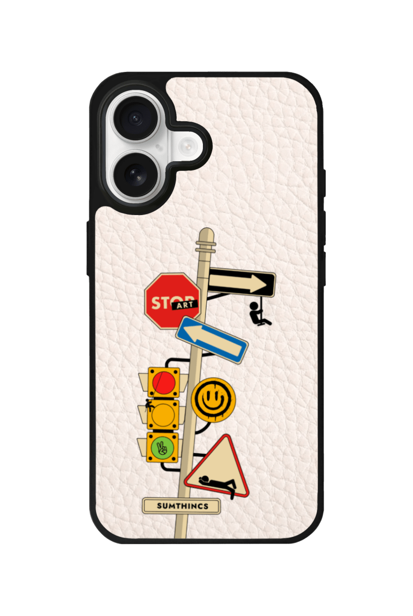 iPhone 17 Crossroad Leather Vegan Deri Telefon Kılıfı Bej - SUMTHINCS