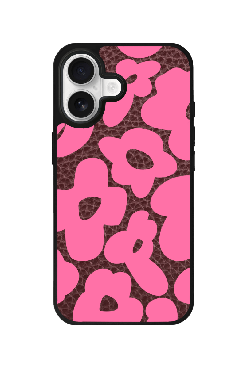 iPhone 17 Daisy Pop Leather Deri Telefon Kılıfı Bordo - SUMTHINCS