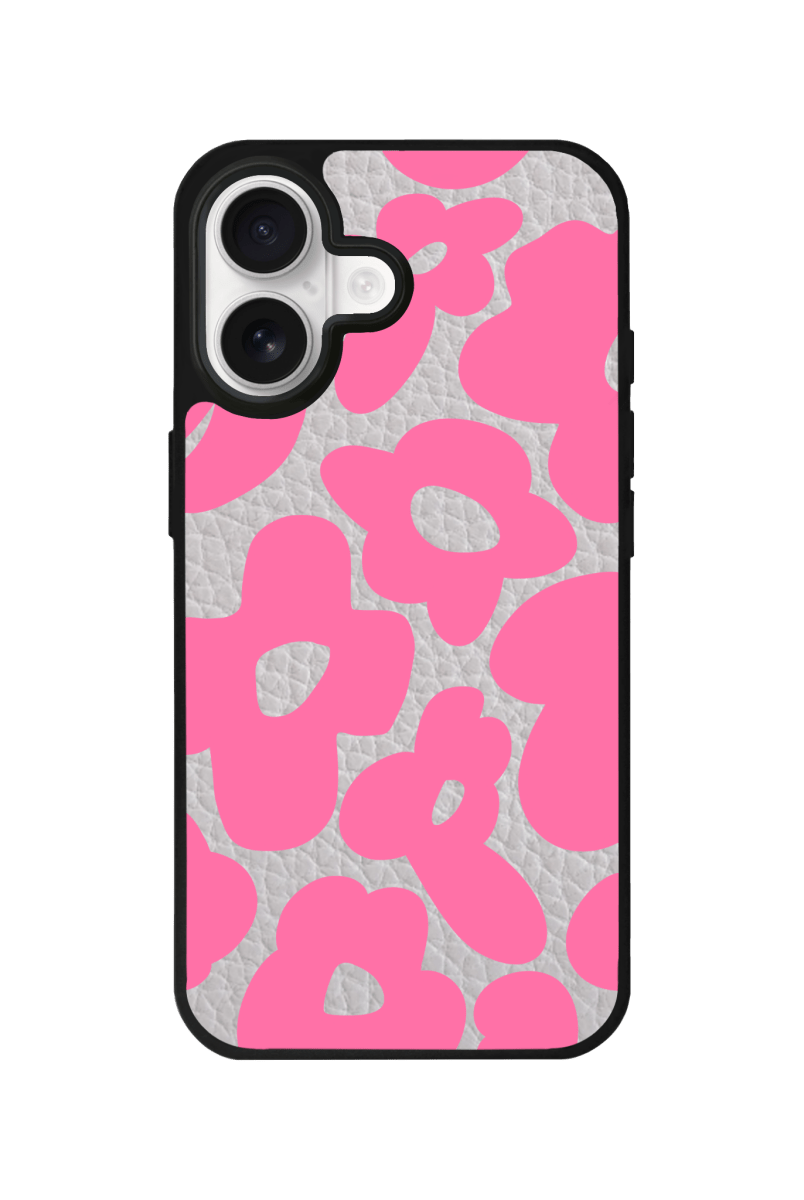 iPhone 17 Daisy Pop Leather Deri Telefon Kılıfı Gri - SUMTHINCS