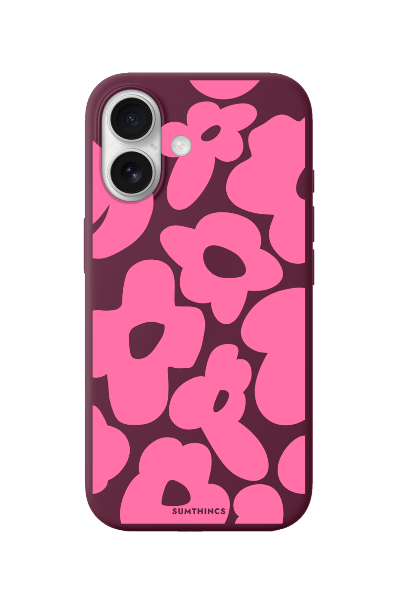 iPhone 17 Daisy Pop Premium Telefon Kılıfı Bordo - SUMTHINCS