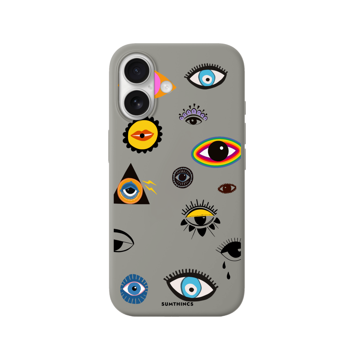 iPhone 17 Eye Stickers Premium Telefon Kılıfı Gri - SUMTHINCS