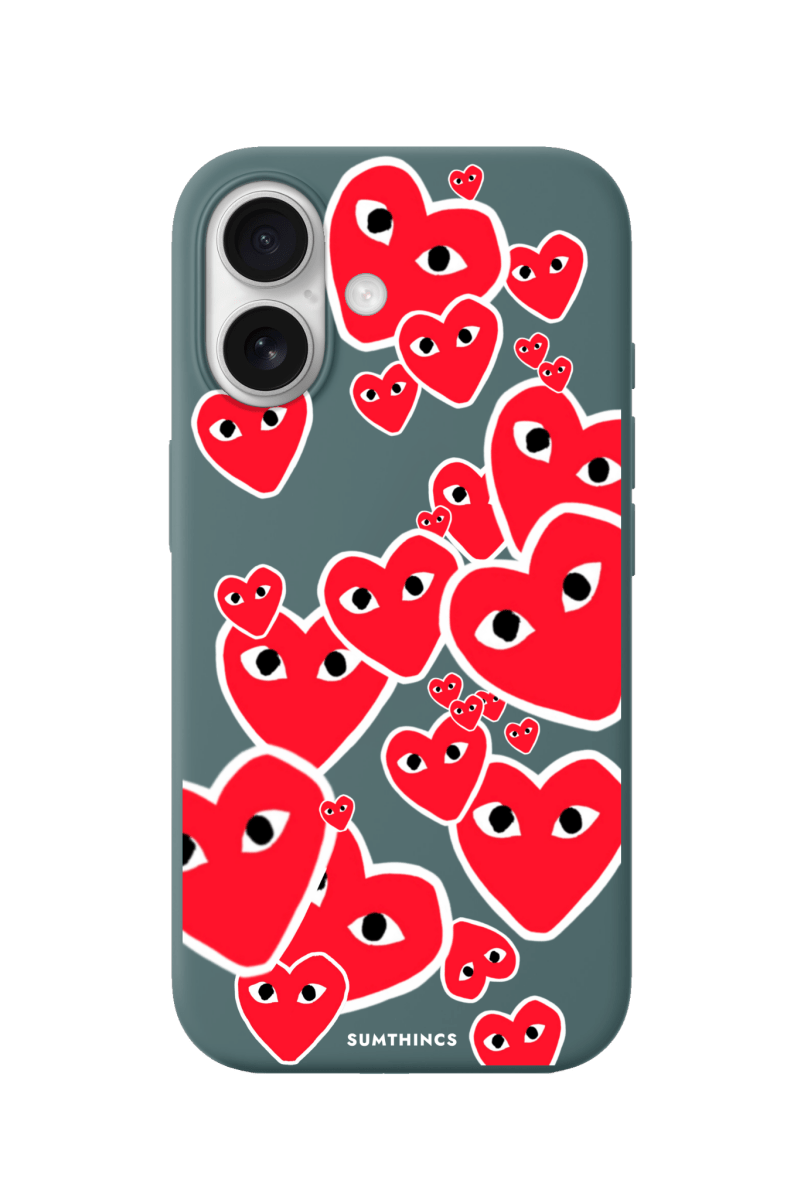 iPhone 17 Hearts Premium Telefon Kılıfı Kaktüs Yeşili - SUMTHINCS