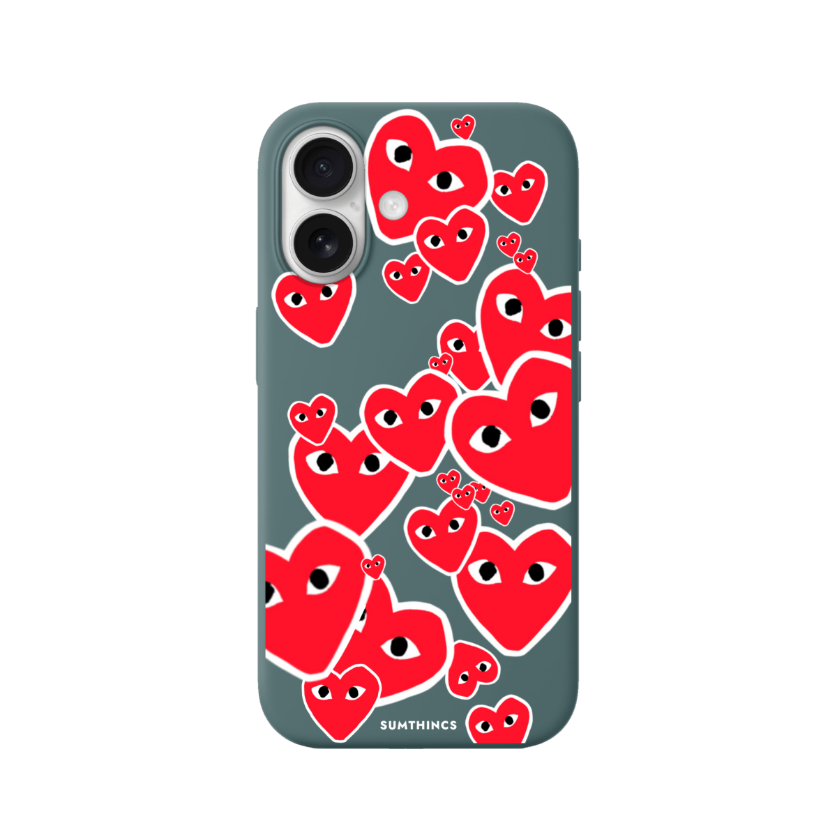 iPhone 17 Hearts Premium Telefon Kılıfı Kaktüs Yeşili - SUMTHINCS