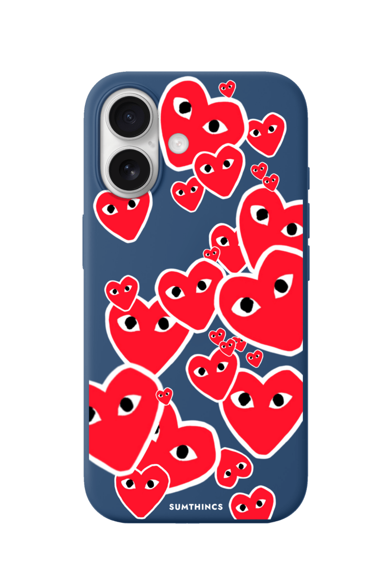 iPhone 17 Hearts Premium Telefon Kılıfı Pasifik Mavi - SUMTHINCS