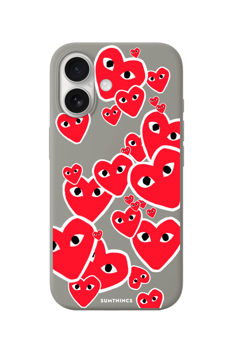 iPhone 17 Hearts Premium Telefon Kılıfı Gri - SUMTHINCS