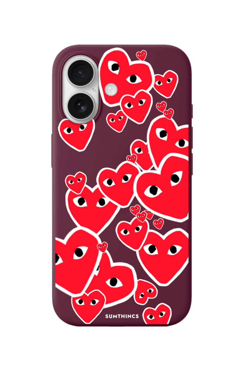 iPhone 17 Hearts Premium Telefon Kılıfı Bordo - SUMTHINCS