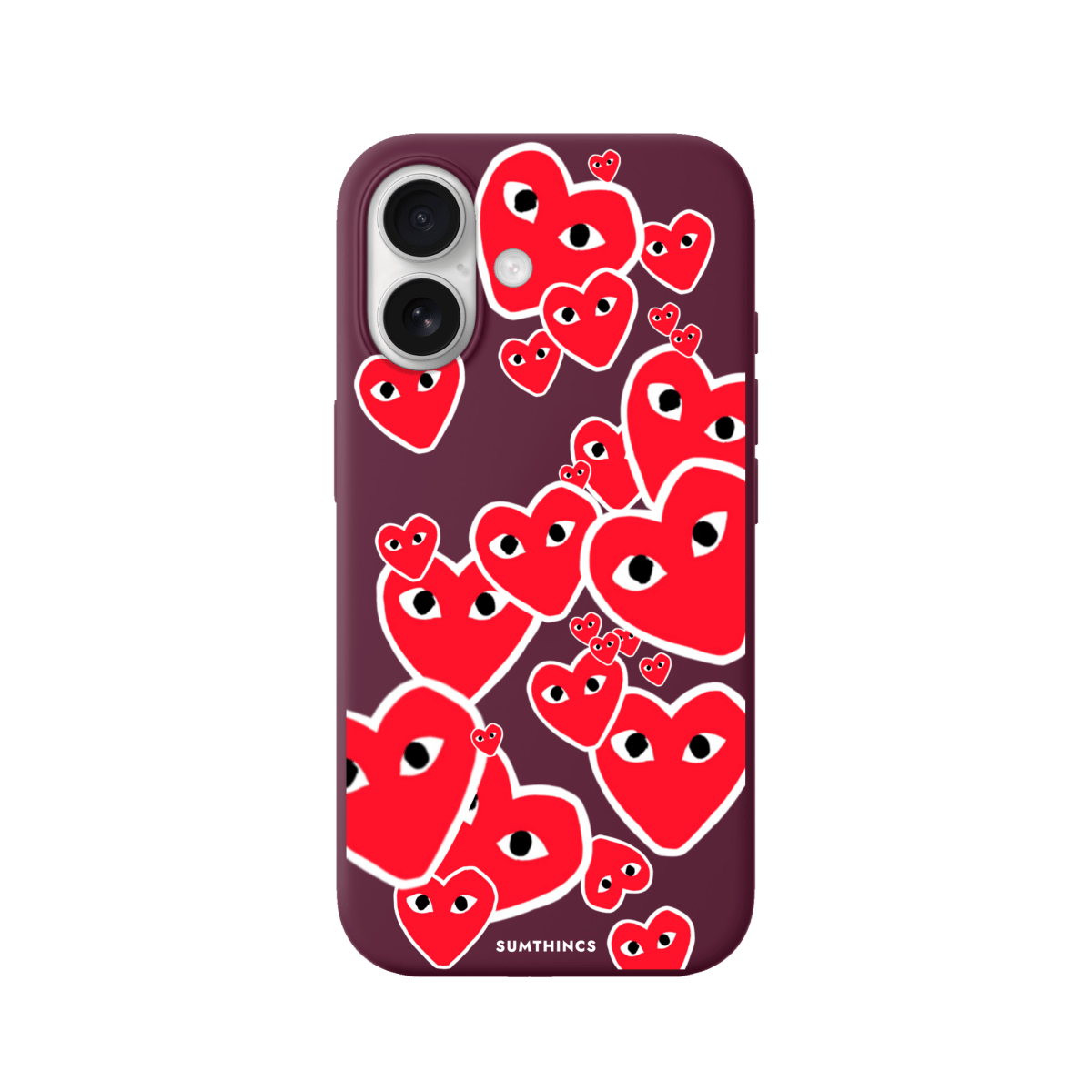 iPhone 17 Hearts Premium Telefon Kılıfı Bordo - SUMTHINCS
