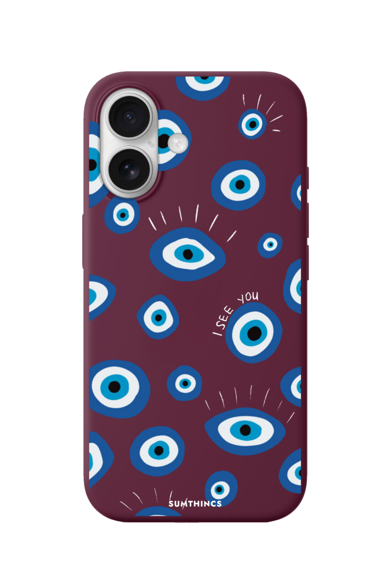 iPhone 17 I See You Premium Telefon Kılıfı Bordo - SUMTHINCS