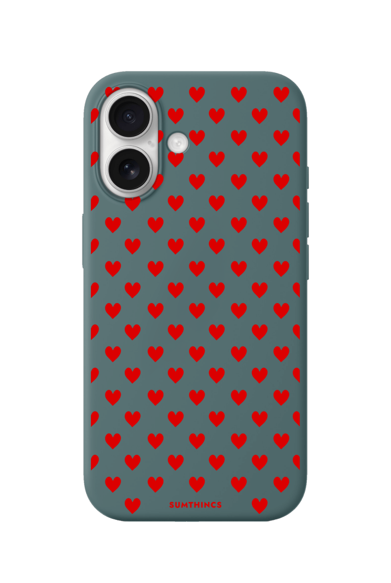 iPhone 17 Little Hearts Premium Telefon Kılıfı Kaktüs Yeşili - SUMTHINCS