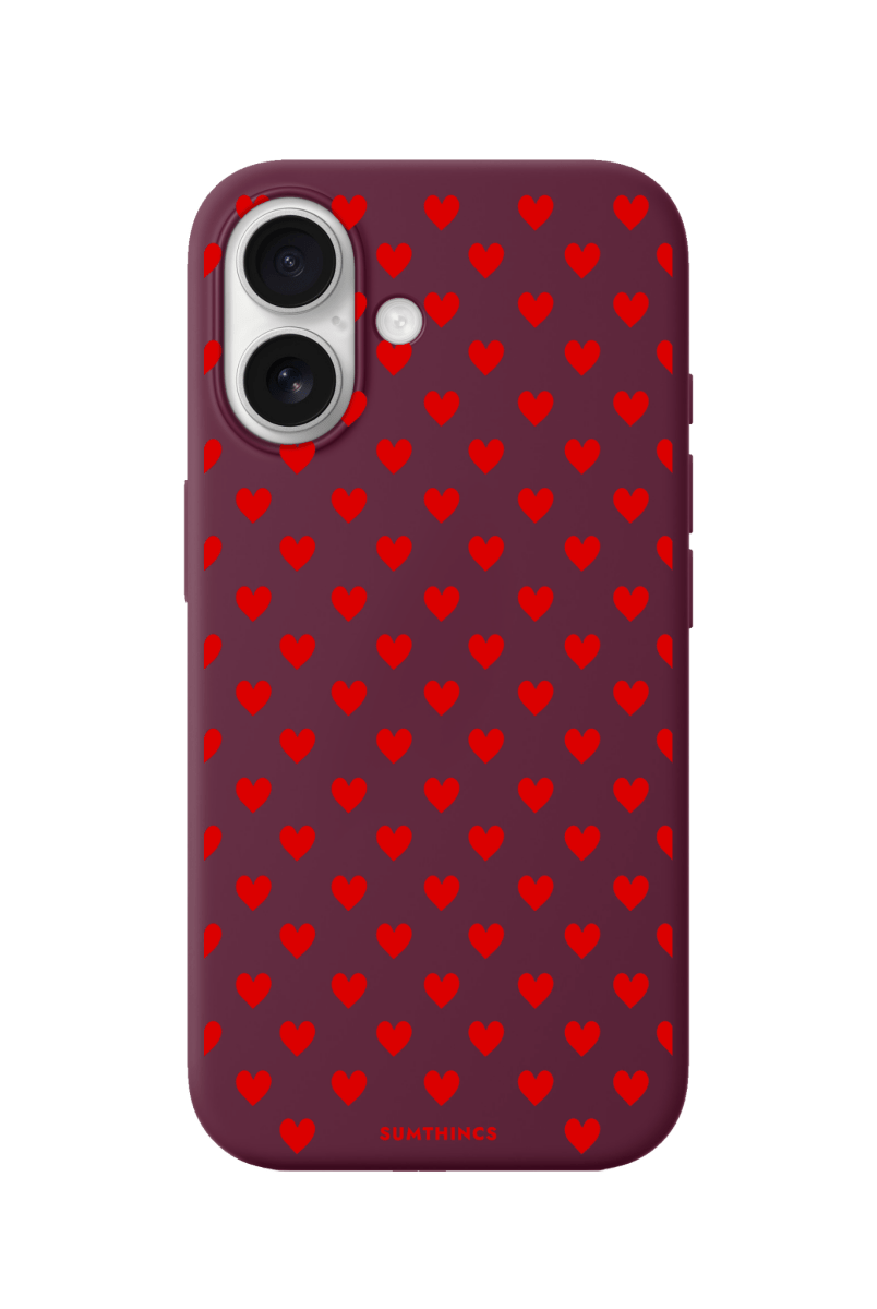 iPhone 17 Little Hearts Premium Telefon Kılıfı Bordo - SUMTHINCS