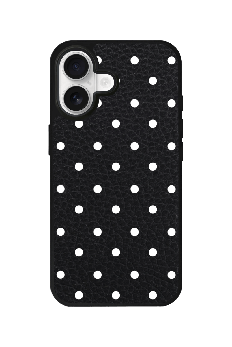 iPhone 17 Polka Dot Leather Deri Telefon Kılıfı Siyah - SUMTHINCS