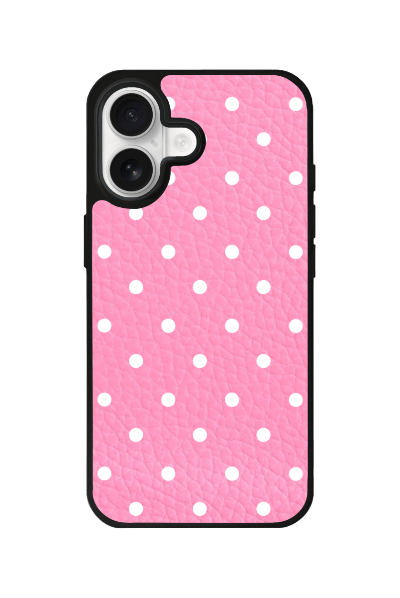 iPhone 17 Polka Dot Leather Deri Telefon Kılıfı Pembe - SUMTHINCS
