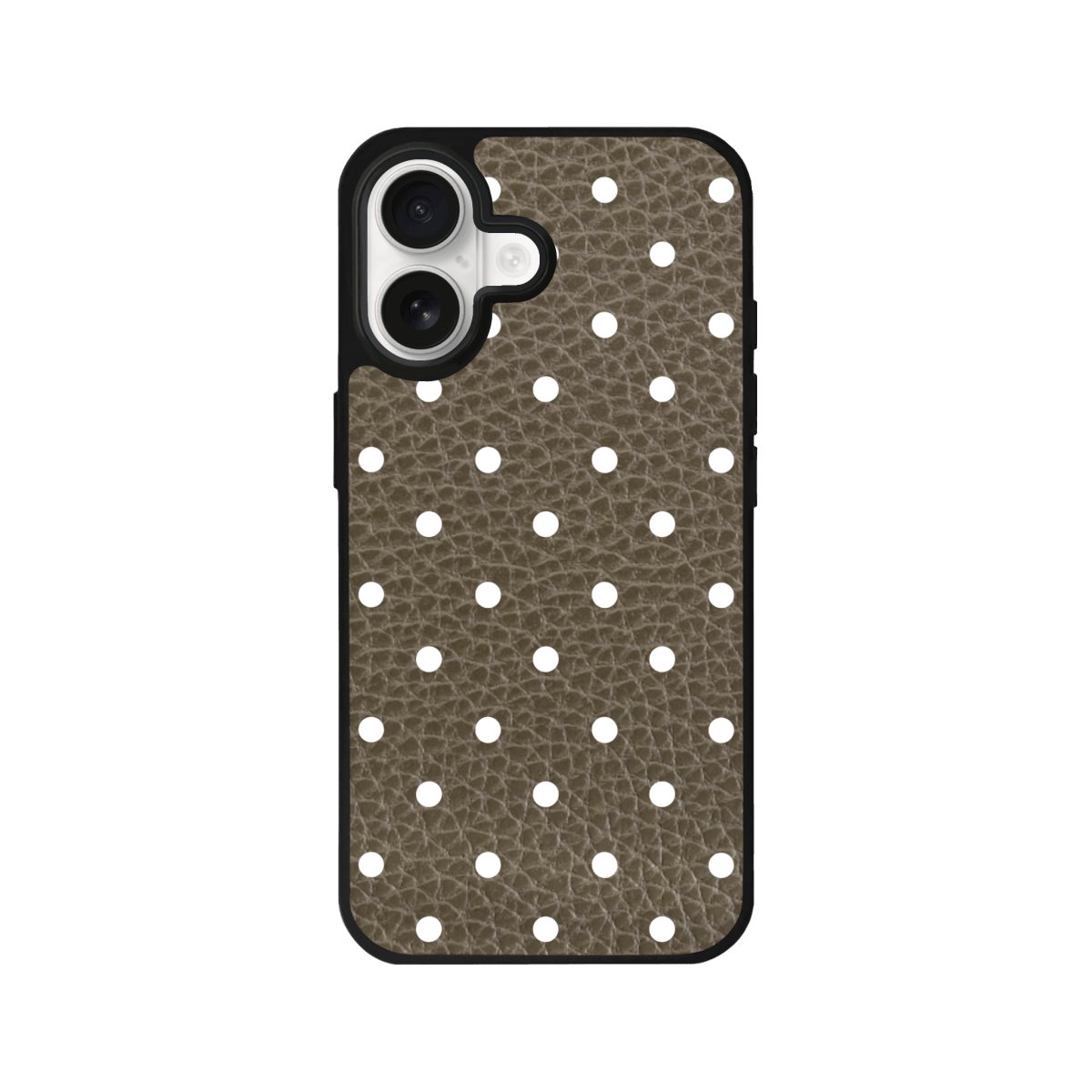 iPhone 17 Polka Dot Leather Deri Telefon Kılıfı Haki - SUMTHINCS