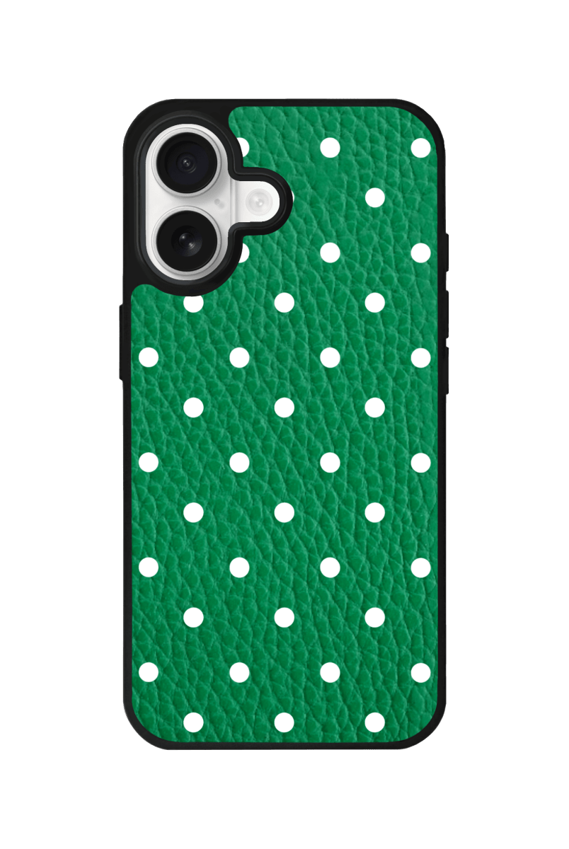 iPhone 17 Polka Dot Leather Deri Telefon Kılıfı Yeşil - SUMTHINCS