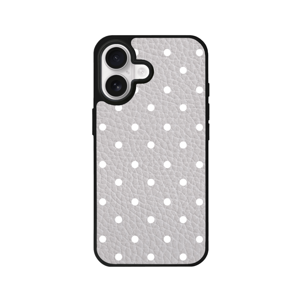 iPhone 17 Polka Dot Leather Deri Telefon Kılıfı Gri - SUMTHINCS