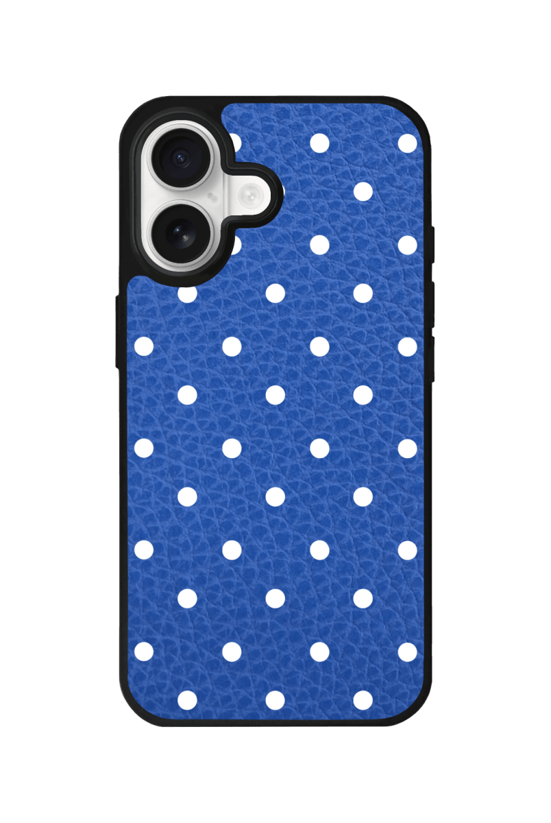 iPhone 17 Polka Dot Leather Deri Telefon Kılıfı Mavi - SUMTHINCS