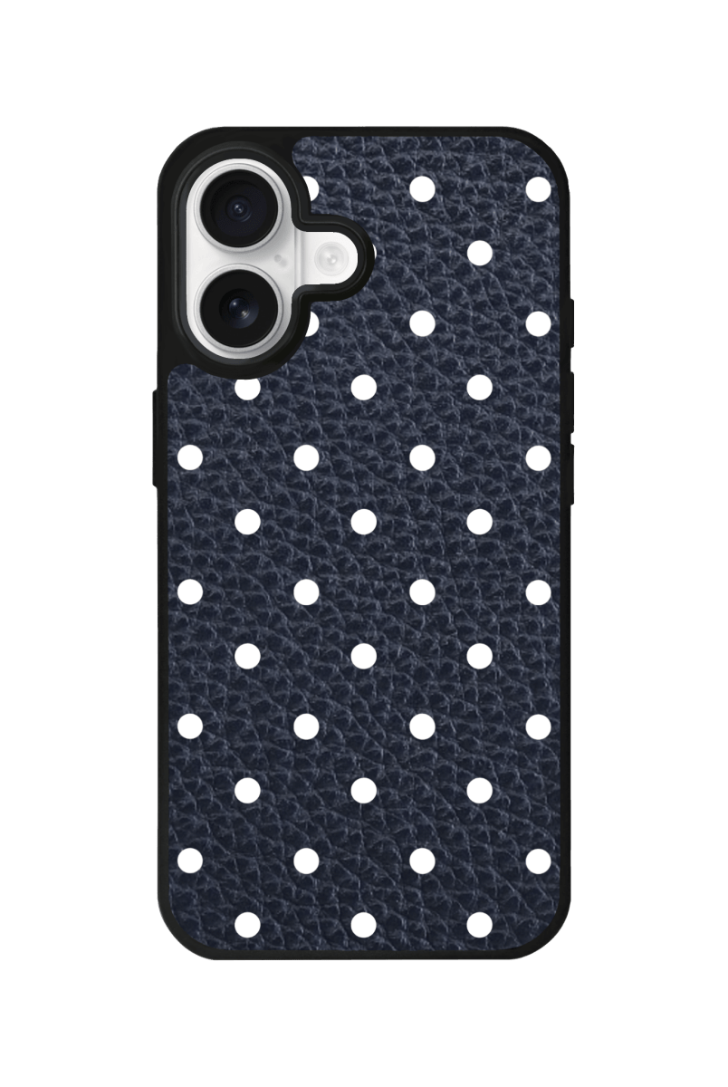 iPhone 17 Polka Dot Leather Deri Telefon Kılıfı Pasifik Mavi - SUMTHINCS