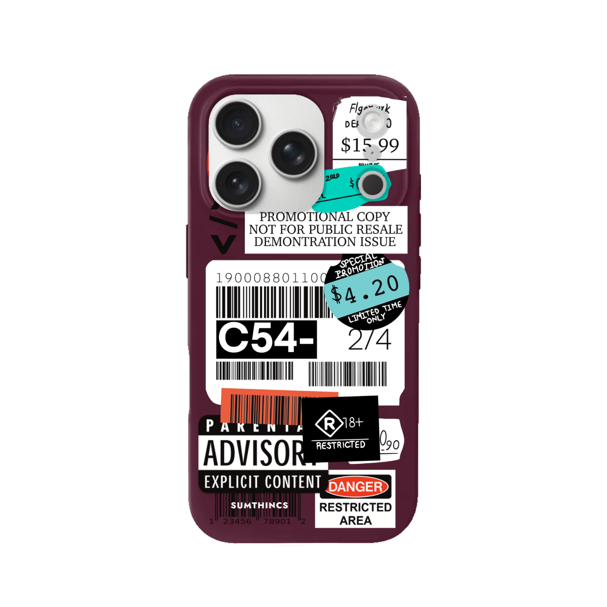 iPhone 17 Pro Barcode C54 Premium Telefon Kılıfı Bordo - SUMTHINCS
