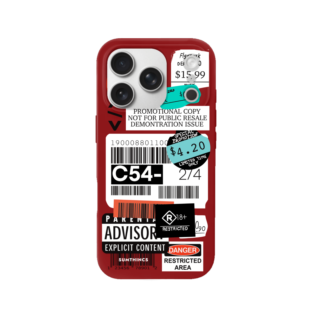 iPhone 17 Pro Barcode C54 Premium Telefon Kılıfı Kırmızı - SUMTHINCS