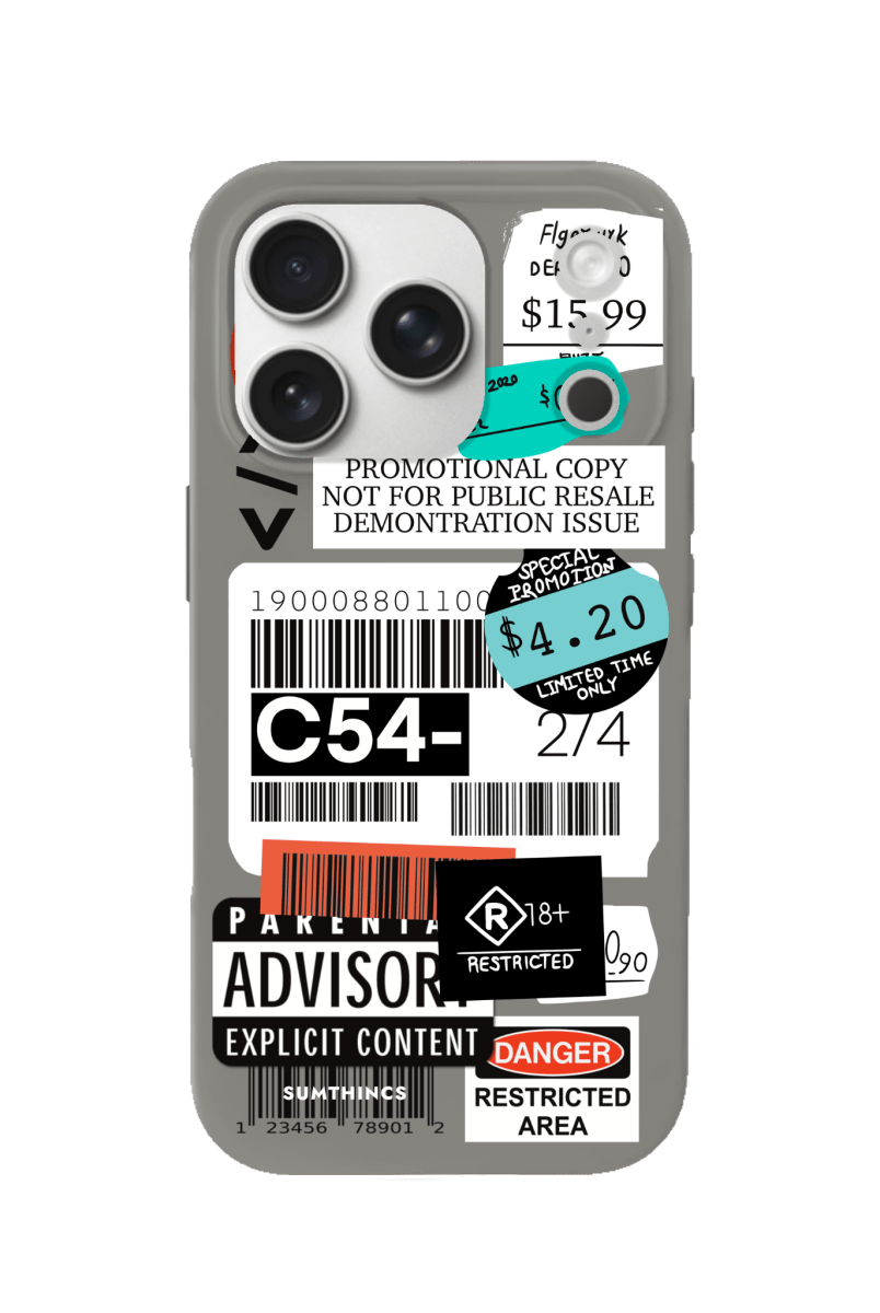 iPhone 17 Pro Barcode C54 Premium Telefon Kılıfı Gri - SUMTHINCS