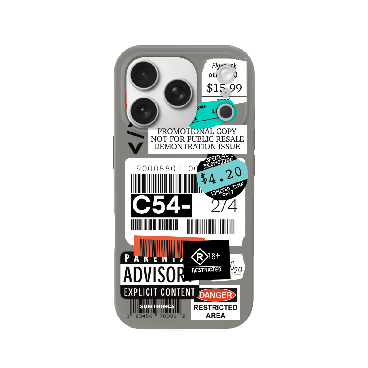 iPhone 17 Pro Barcode C54 Premium Telefon Kılıfı Gri - SUMTHINCS