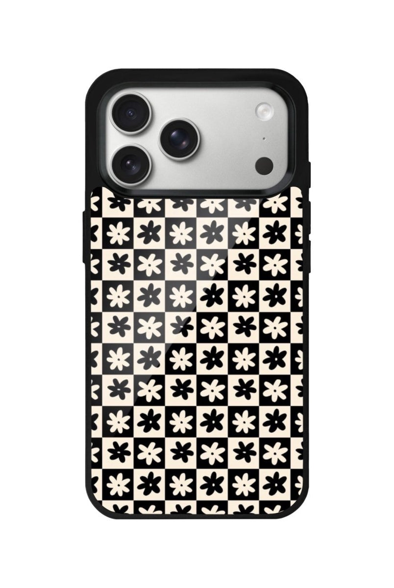 iPhone 17 Pro Check Flowers Glossy Cam Telefon Kılıfı - Sumthincs