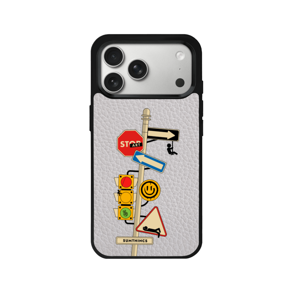 iPhone 17 Pro Crossroad Leather Vegan Deri Telefon Kılıfı Gri - SUMTHINCS