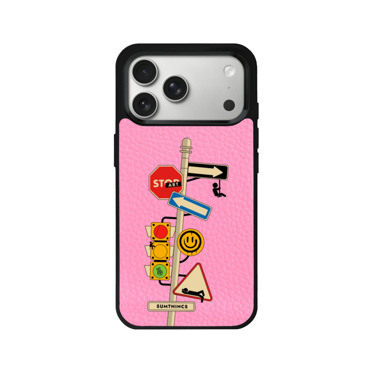 iPhone 17 Pro Crossroad Leather Vegan Deri Telefon Kılıfı Pembe - SUMTHINCS