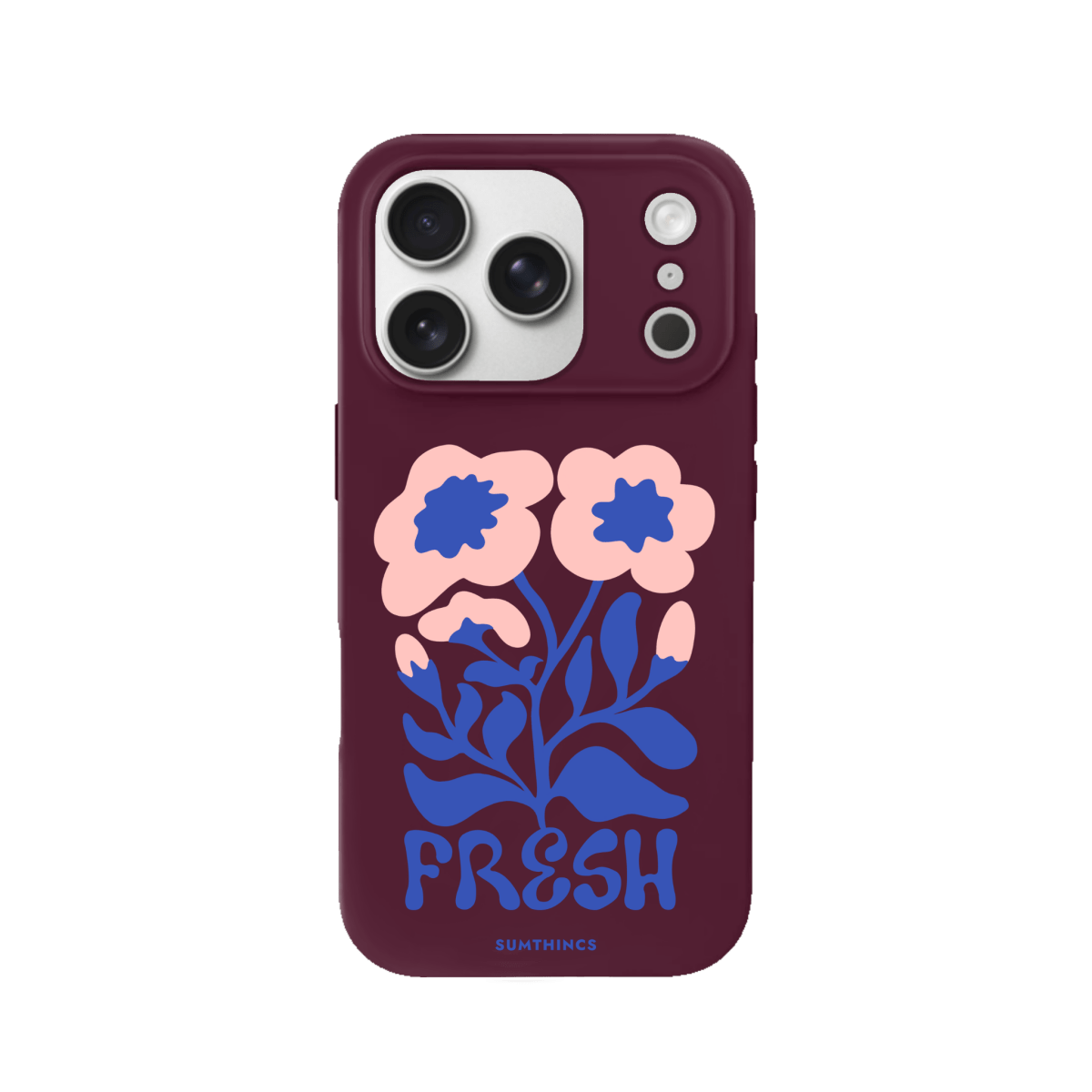 iPhone 17 Pro Fresh Flowers Premium Telefon Kılıfı Bordo - SUMTHINCS