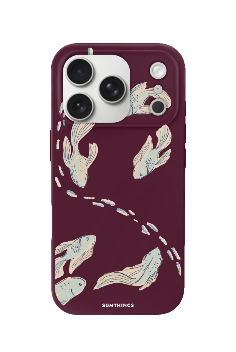 iPhone 17 Pro Koi Fish Premium Telefon Kılıfı Bordo - SUMTHINCS