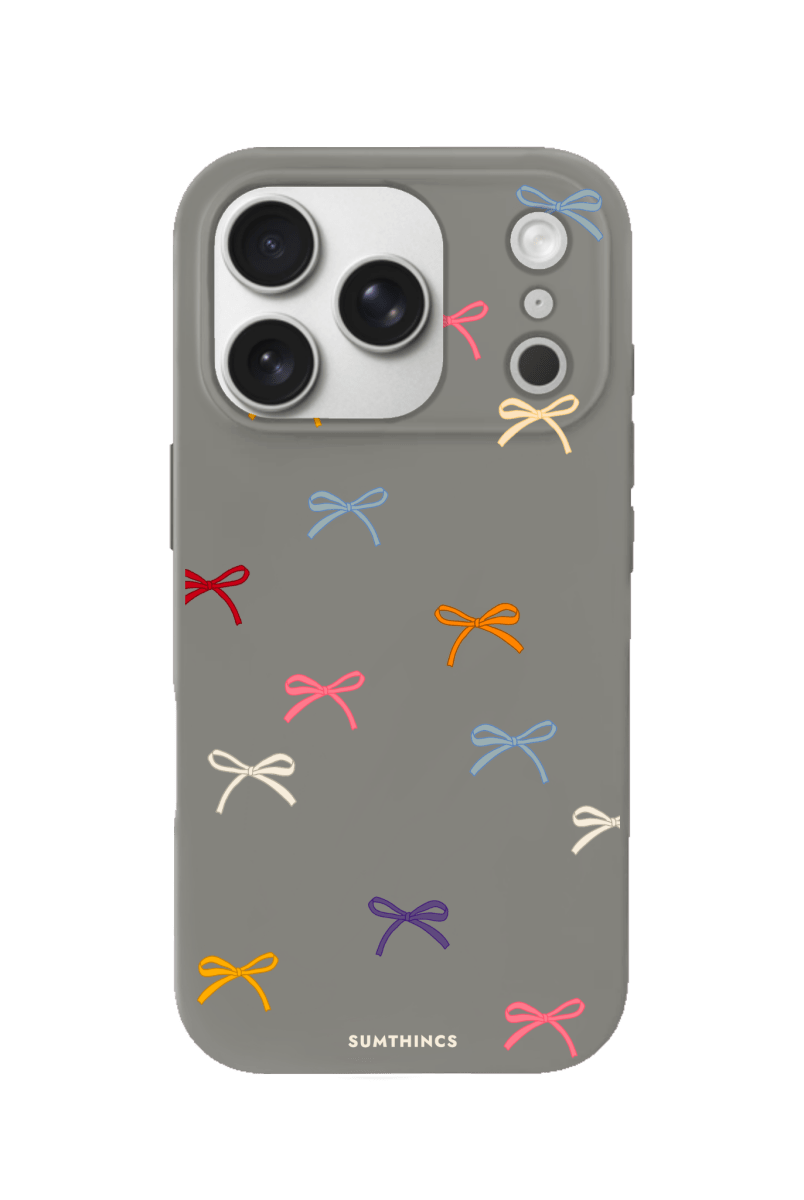 iPhone 17 Pro Little Bows Premium Telefon Kılıfı Gri - SUMTHINCS